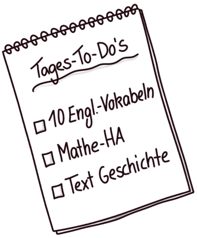 Ziele erreichen mit konkreten Plänen_Tages-To-Do-Liste beim Lernen Tages-To-Dos - Ziele erreichen mit konkreten Plaenen